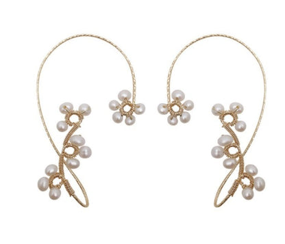 New Summer Fashion Net Celebrity Cold Wind Braided Pearl Earrings-Jewearrings