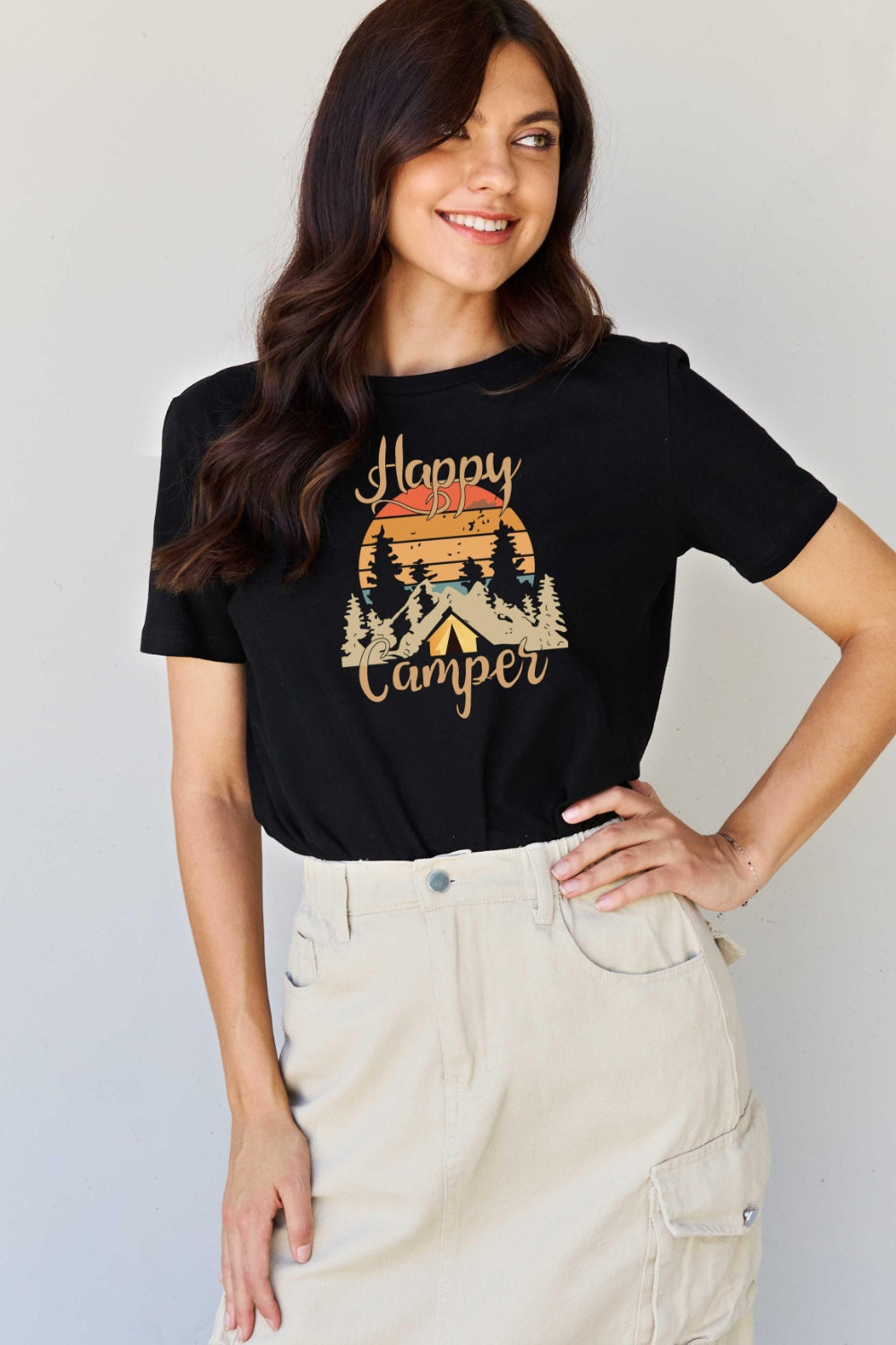 Simply Love Full Size HAPPY CAMPER Graphic T-Shirt-Jewearrings