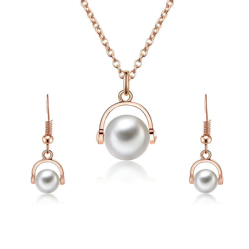 Two-piece Earrings Alloy Inlaid Pearl Jewellery Set-Jewearrings