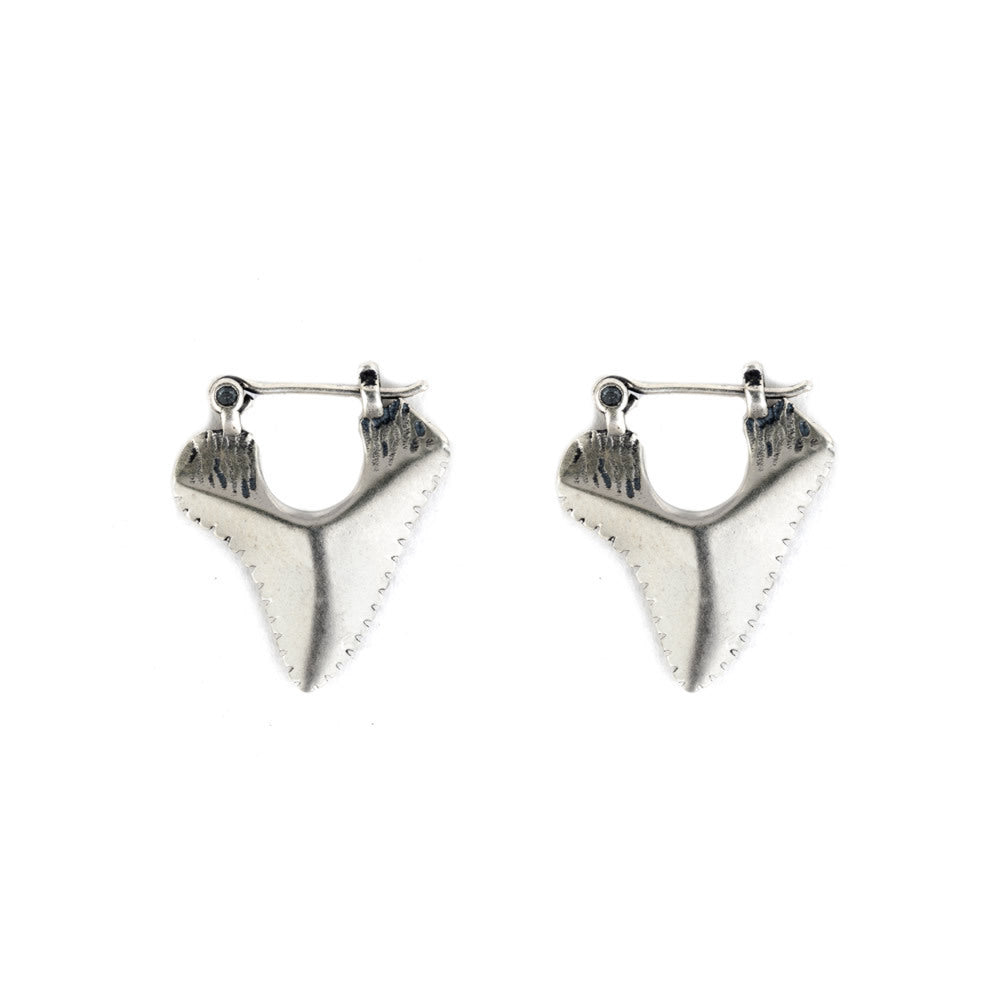 925 Silver Punk Vintage Triangle Shark Earrings Tooth Serrated Sterling Silver Ear Clip-Jewearrings