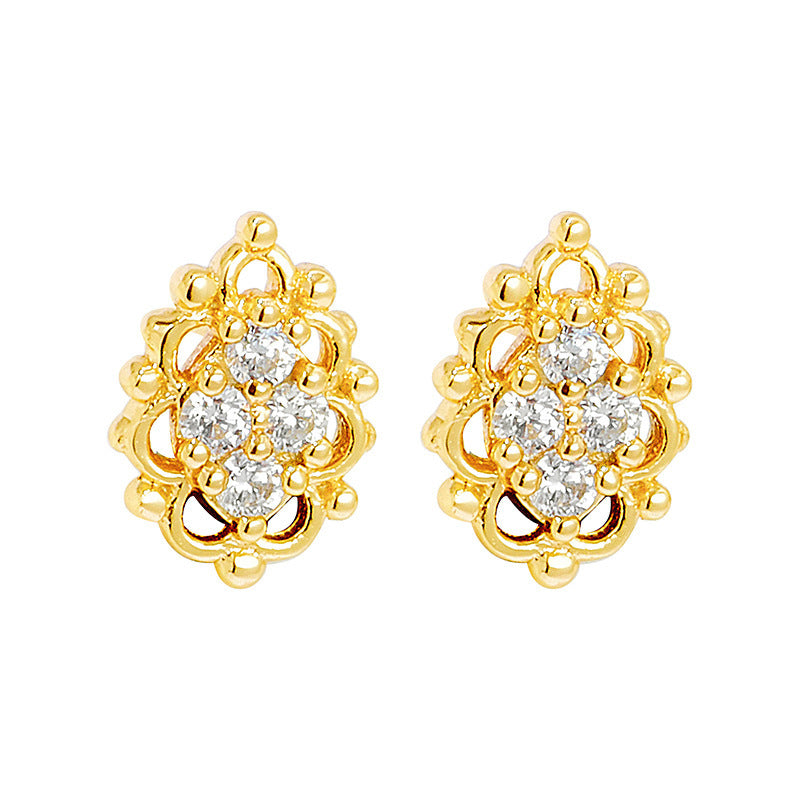 Lace Vase S925 Silver Plated 14K Gold White Zirconium Earrings-Jewearrings