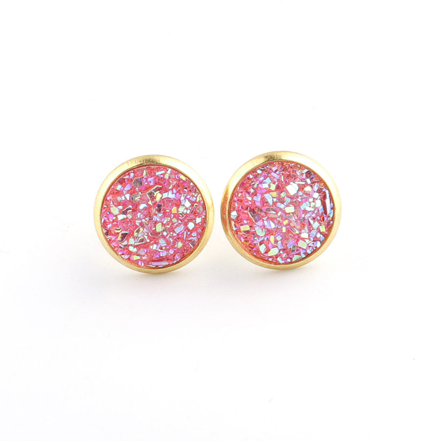 Starry Stainless Steel Water Plated Gold Stud Earrings-Jewearrings