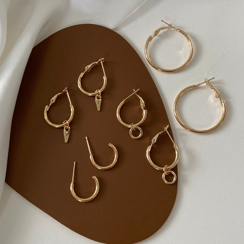 Metal Four-Piece Hoop Earrings-Jewearrings