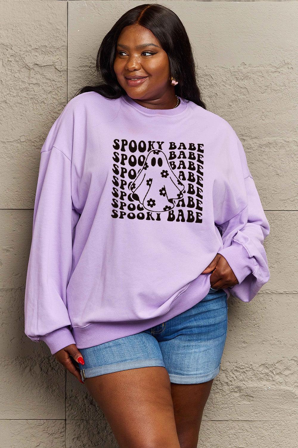 Simply Love Full Size SPOOKY BABE Graphic Sweatshirt-Jewearrings