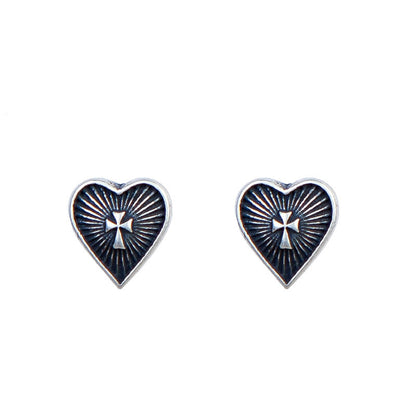 Women's Handmade Sacred Heart Cross Earrings-Jewearrings