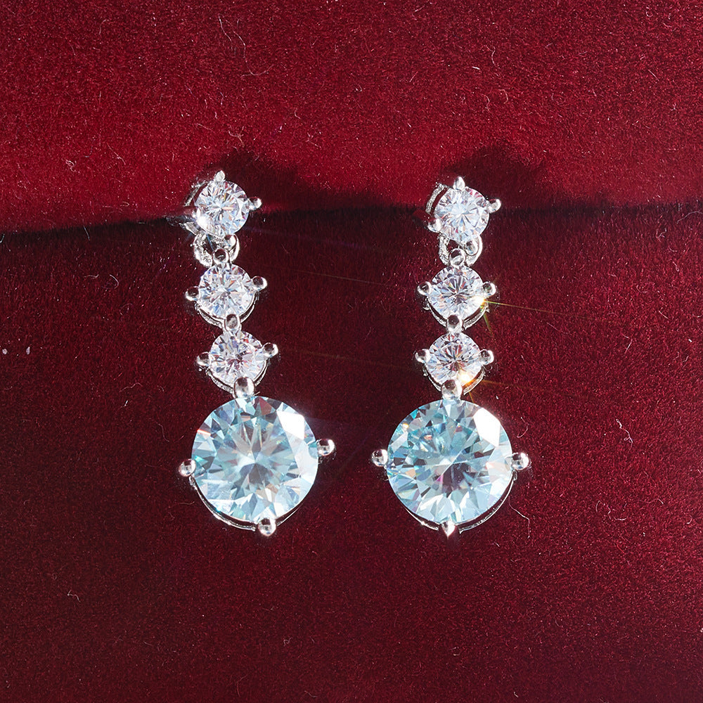 Fashion Stud Earrings Female Color Moissanite-Jewearrings