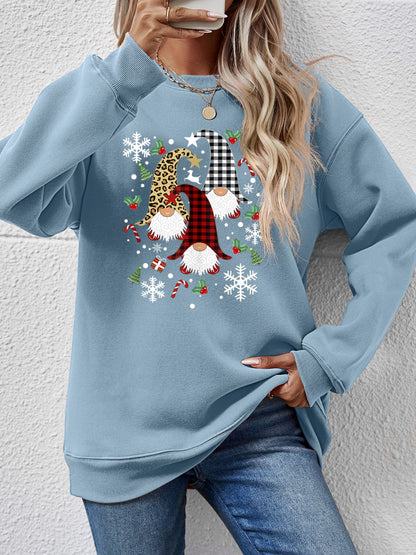 Faceless Gnomes Graphic Drop Shoulder Sweatshirt-Jewearrings