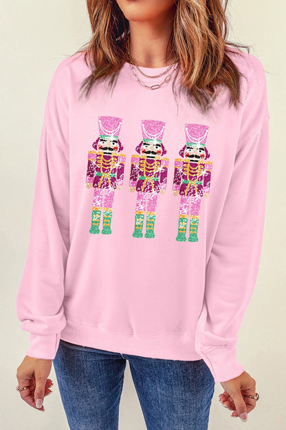 Sequin Nutcracker Long Sleeve Sweatshirt-Jewearrings