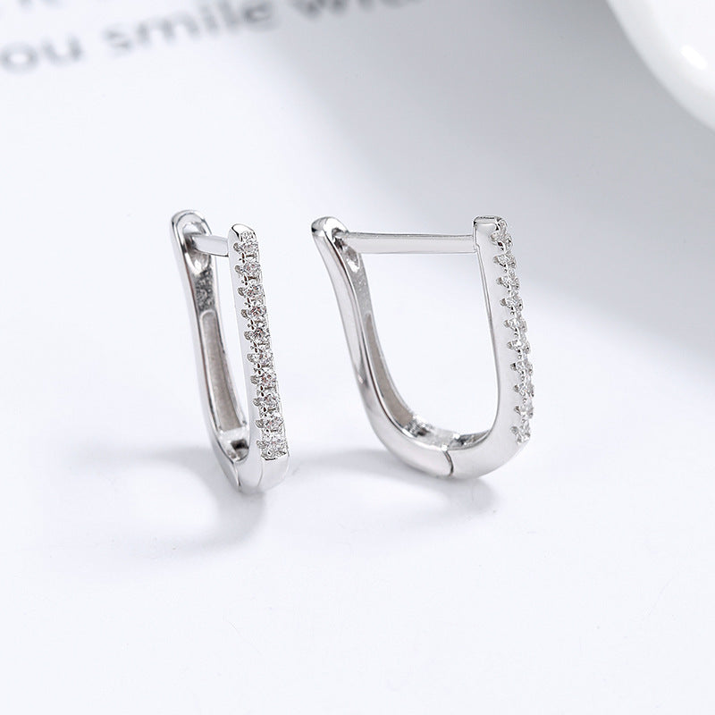 925 Sterling Silver Geometric U-shaped Earrings Women's Design Sense-Jewearrings