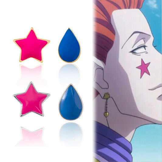 Cosplay Anime Hunter x Hunter Hisoka Earrings Enamel Teardrop Star Stud Earrings-Jewearrings