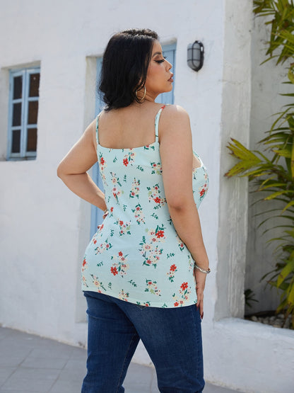 Plus Size Floral Scoop Neck Cami-Jewearrings