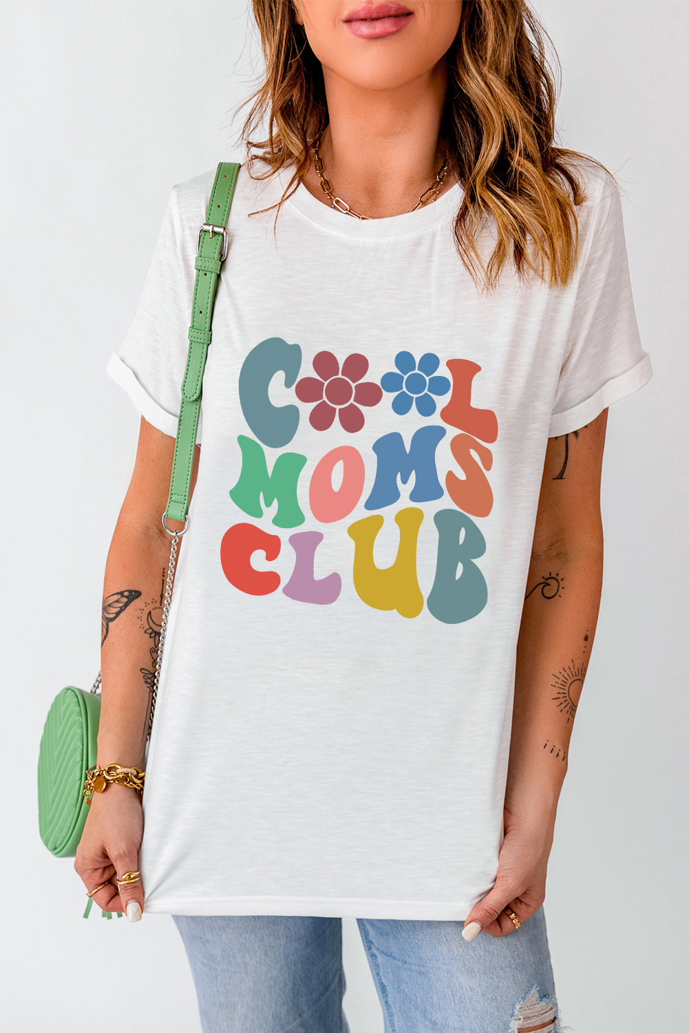 COOL MOMS CLUB Round Neck Short Sleeve T-Shirt-Jewearrings