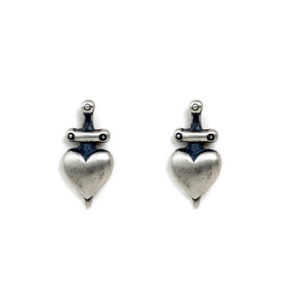 S925 Sterling Silver Heart-shaped Retro Stud Earrings-Jewearrings