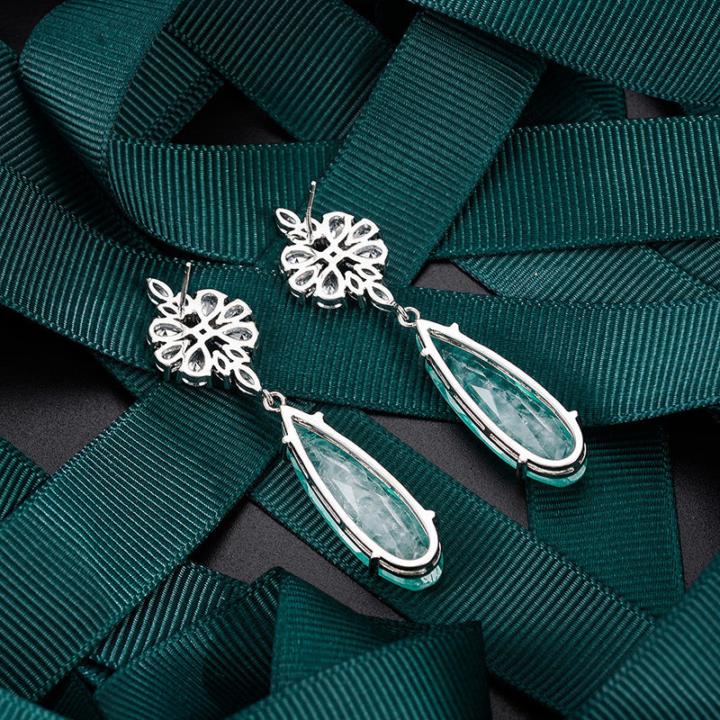 Exquisitely Inlaid Emerald Drop Earrings-Jewearrings