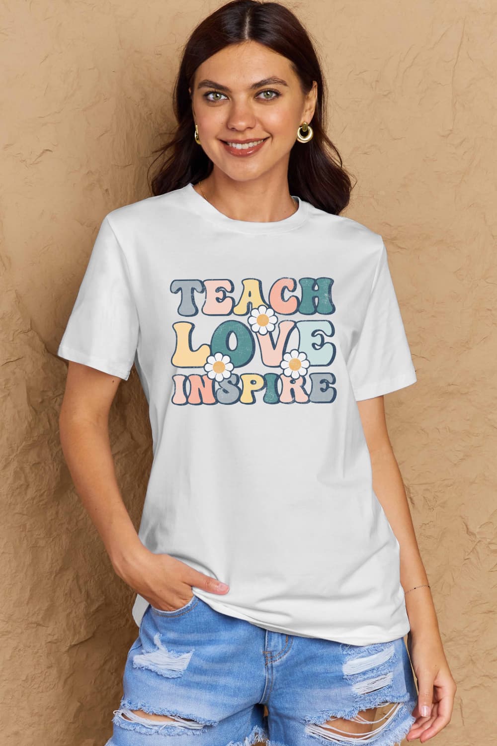 Simply Love Full Size TEACH LOVE INSPIRE Graphic Cotton T-Shirt-Jewearrings