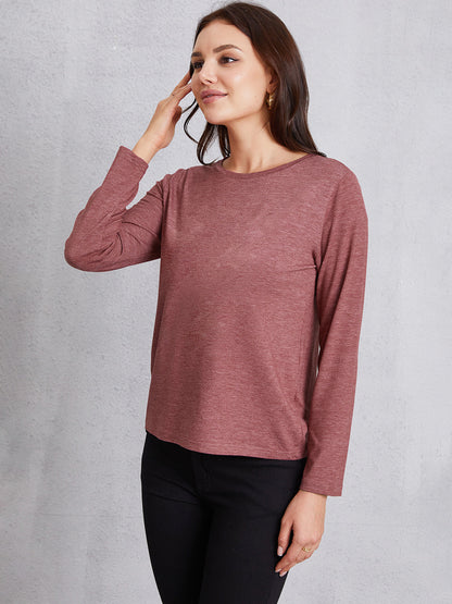 Round Neck Long Sleeve T-shirt-Jewearrings