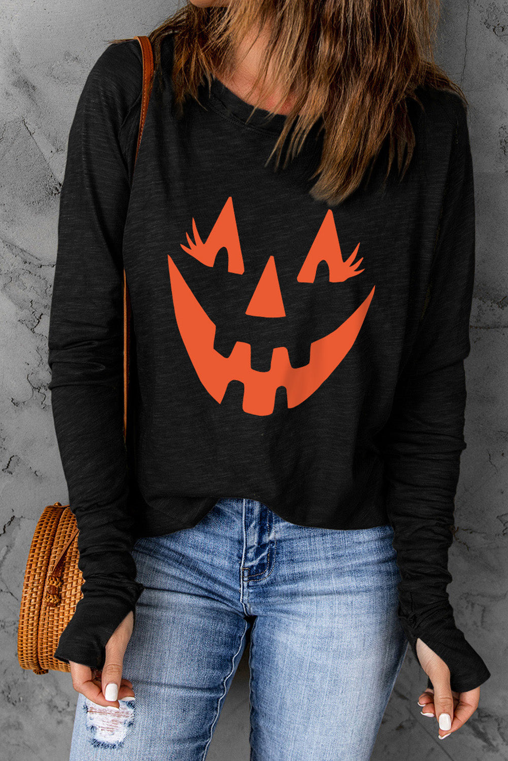 Halloween Pumpkin Face Graphic T-Shirt-Jewearrings