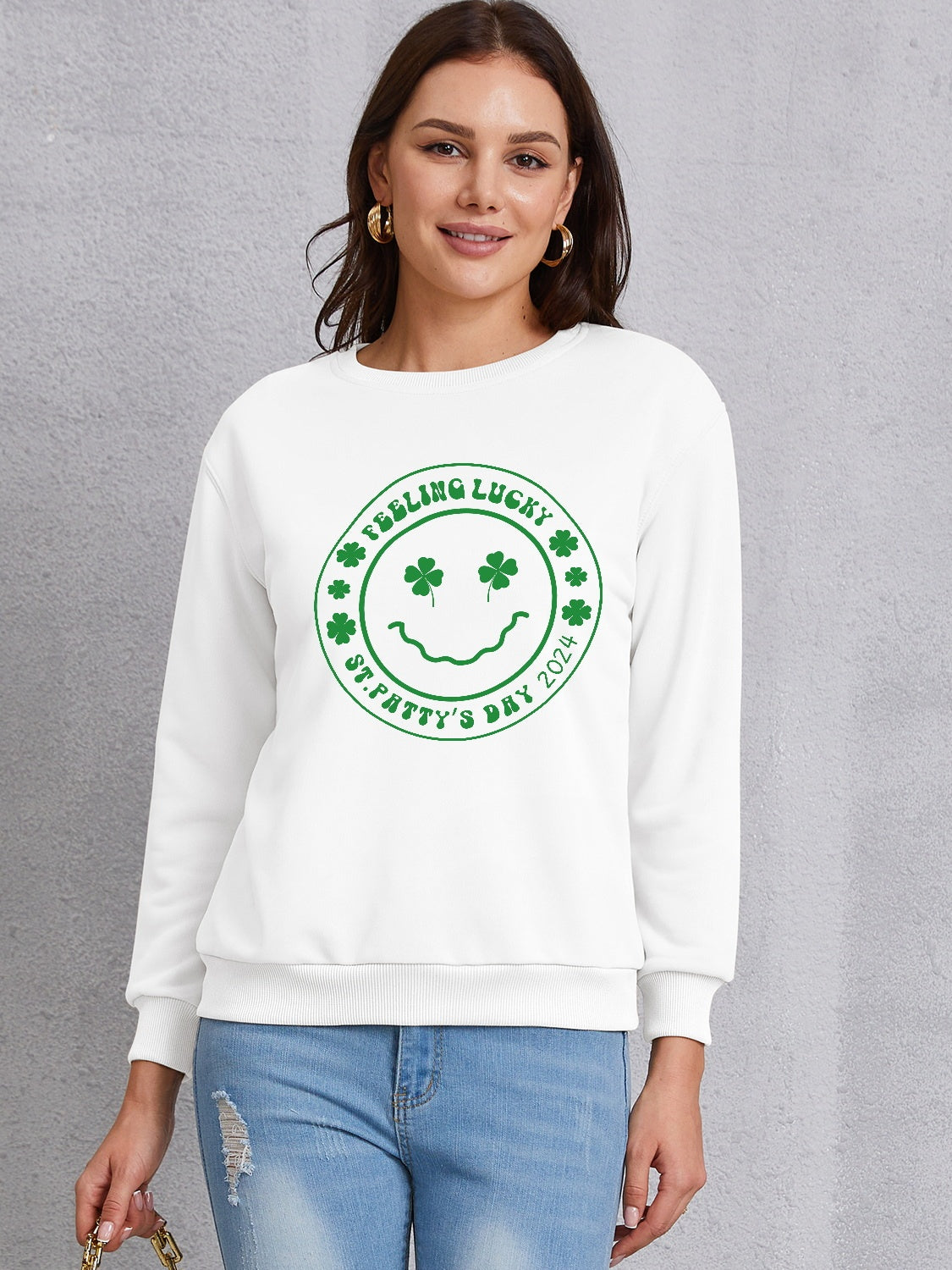 FEELING LUCKY ST. PATRICK'S DAY 2024 Round Neck Sweatshirt-Jewearrings