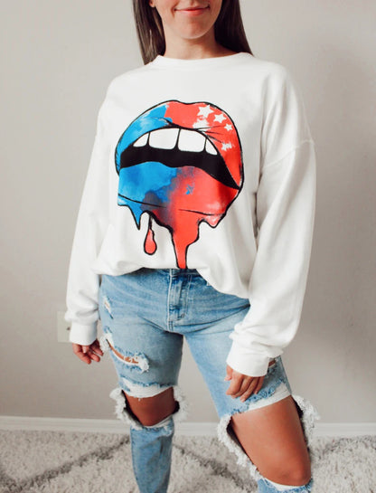 Graphic Dropped Shoulder Round Neck Sweatshirt-Jewearrings