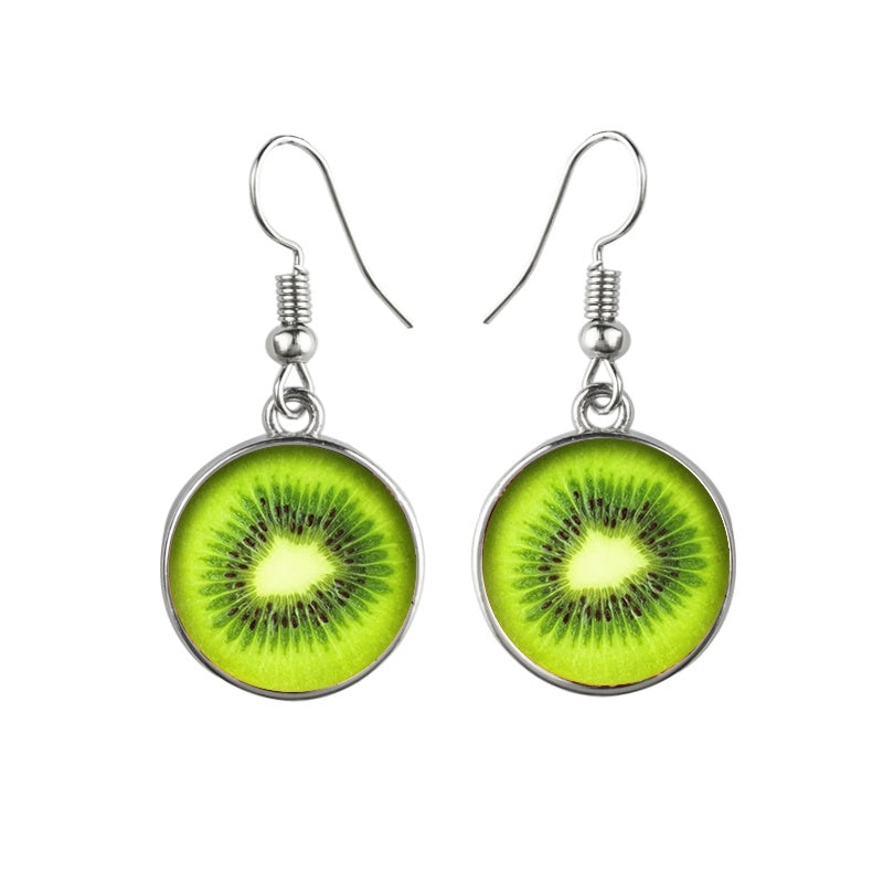 Fashion Fruit Grapefruit Watermelon Lemon Glass Dangle Earrings For Women Girls-Jewearrings