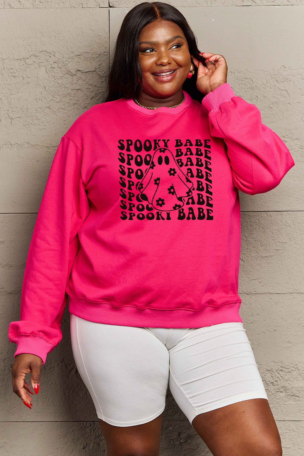 Simply Love Full Size SPOOKY BABE Graphic Sweatshirt-Jewearrings