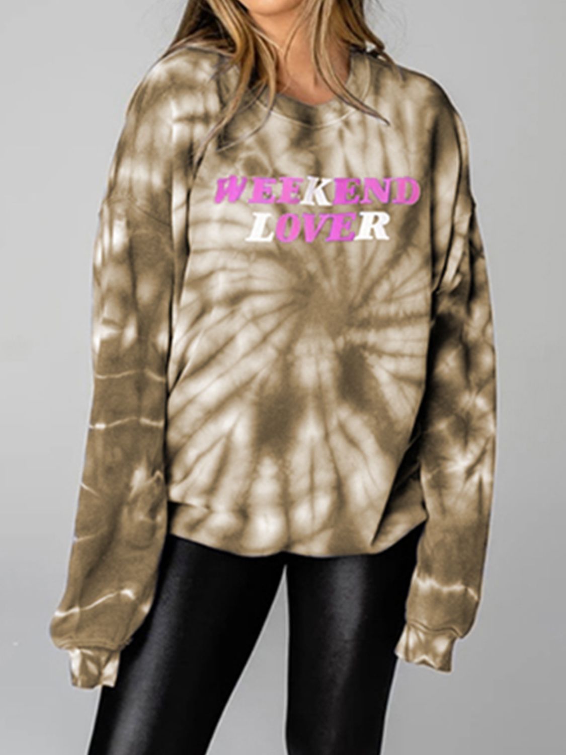 WEEKEND LOVER Graphic Tie-Dye Sweatshirt-Jewearrings