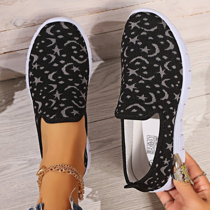 Star & Moon Pattern Flat Loafers-Jewearrings