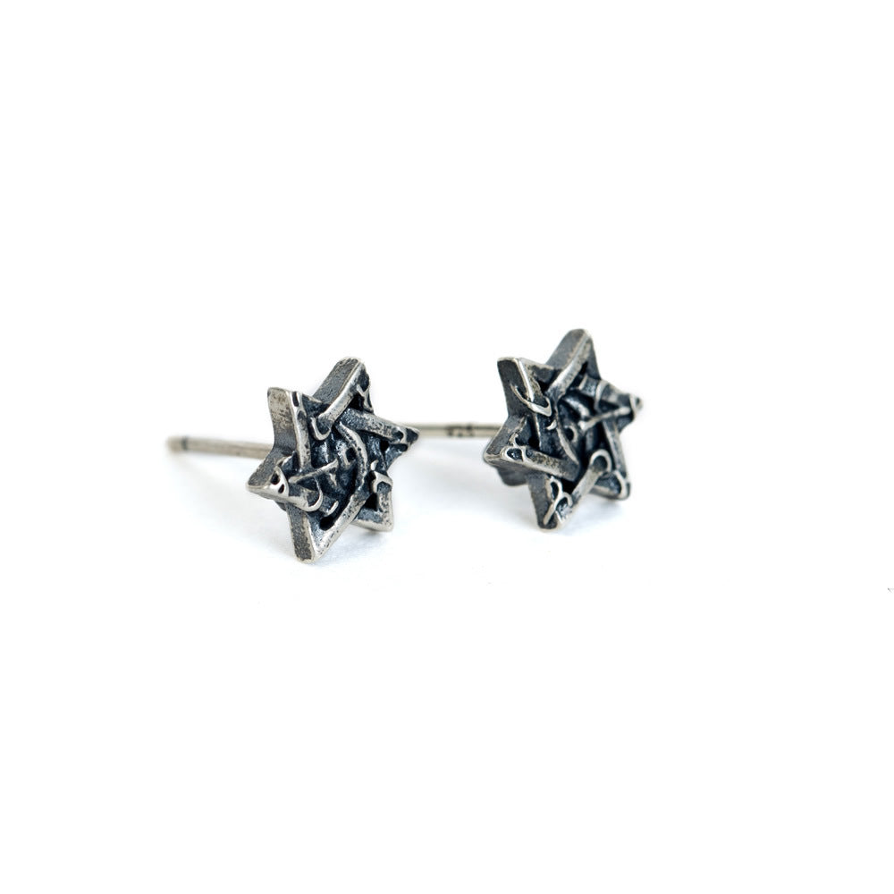 Sterling Silver Vintage Earrings With Six Stars-Jewearrings