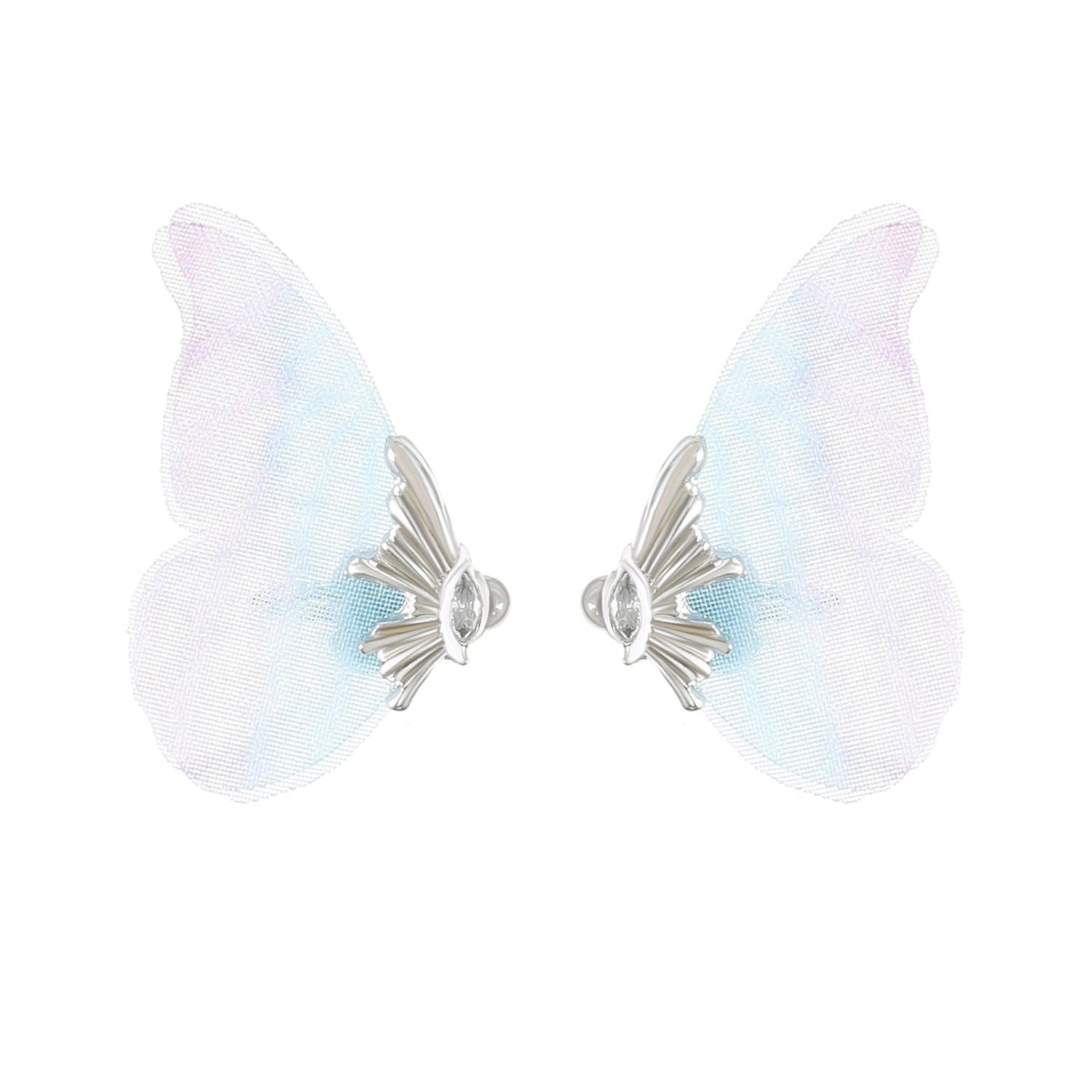 Fantasy Butterfly Mesh Wings Ear Clip Fashion Short Simple Transparent Earrings-Jewearrings