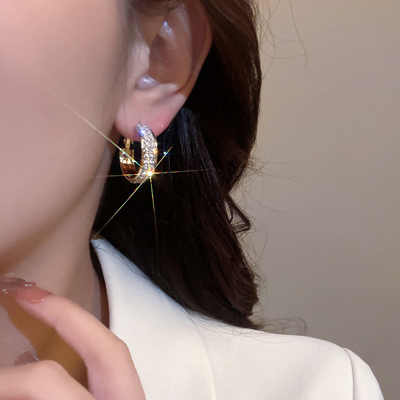 S925 Silver Needle Micro-set Full Of Diamonds Exquisite Fashion Earrings Senior Sense Of Hundred Personality Earrings Ring New-Jewearrings