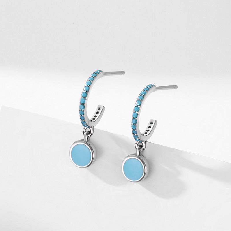 Sterling Silver Retro Enamel Earrings For Women-Jewearrings