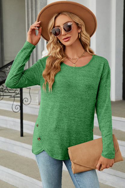 Round Neck Long Sleeve T-Shirt-Jewearrings