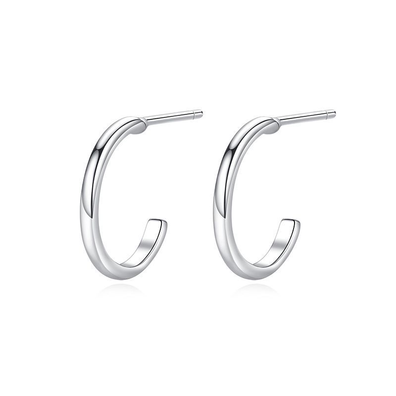 925 Sterling Silver Geometric C-Shaped Stud Earrings-Jewearrings