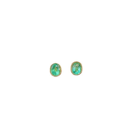 925 Silver Inlaid Emerald Stud Earrings-Jewearrings