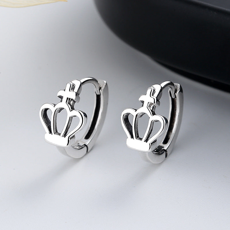 S925 Sterling Silver Vintage Hot Sale Crown Shape Ear Clip Ins Trendy All-match Fashion Earrings Accessories-Jewearrings