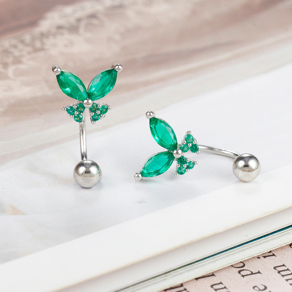 U-shaped Earrings Plated With Real Gold Butterfly Studs-Jewearrings