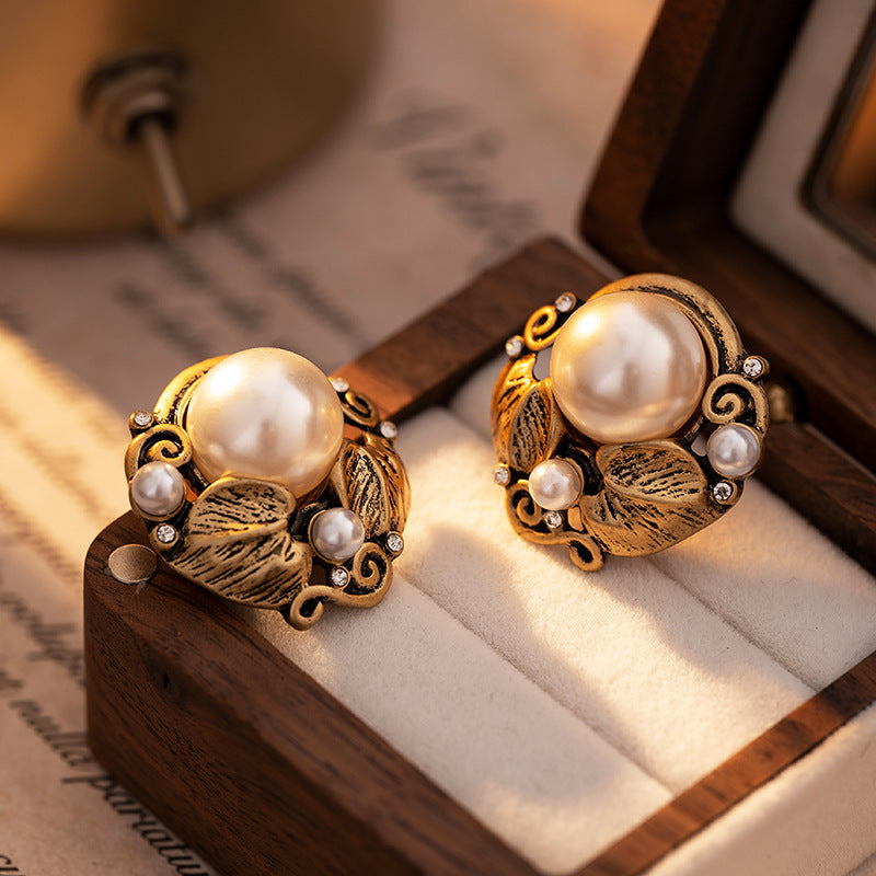 Pearl Earrings Women's Mid-ancient Retro High Sense-Jewearrings