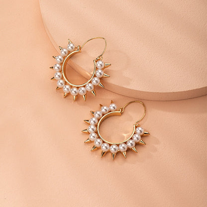 Korean Earrings Pearl Earrings Temperament Semicircle-Jewearrings