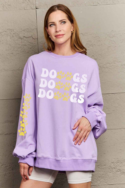 Simply Love Simply Love Full Size Round Neck Dropped Shoulder DOGS Graphic Sweatshirt-Jewearrings