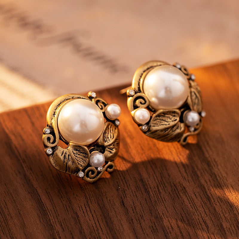 Pearl Earrings Women's Mid-ancient Retro High Sense-Jewearrings