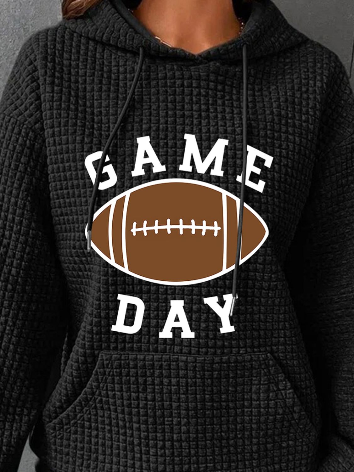 Full Size GAME DAY Graphic Drawstring Hoodie-Jewearrings