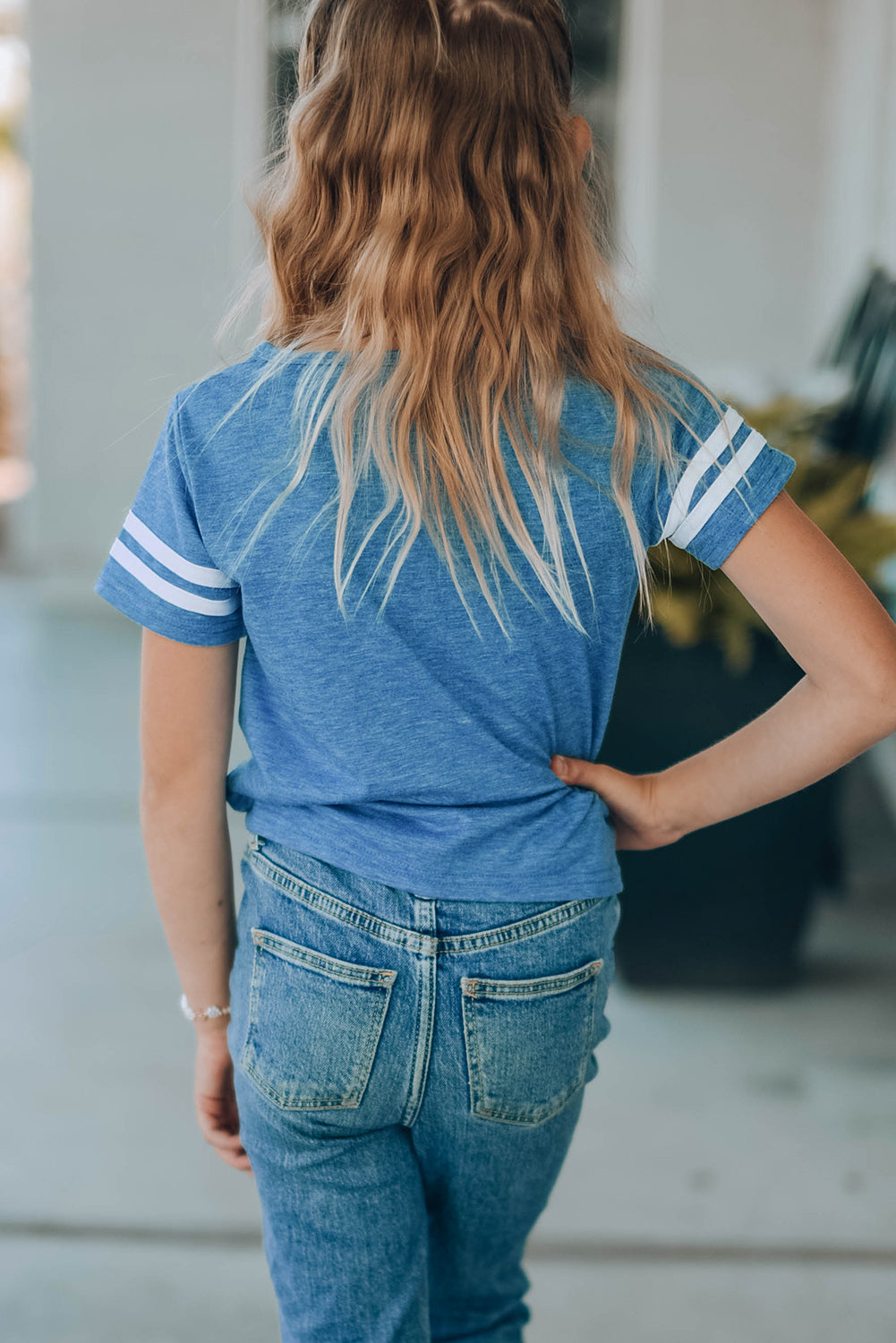 Girls Striped Tie Front T-Shirt-Jewearrings