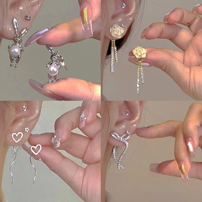 Versatile 3D Fashion Rabbit Pearl Earrings-Jewearrings