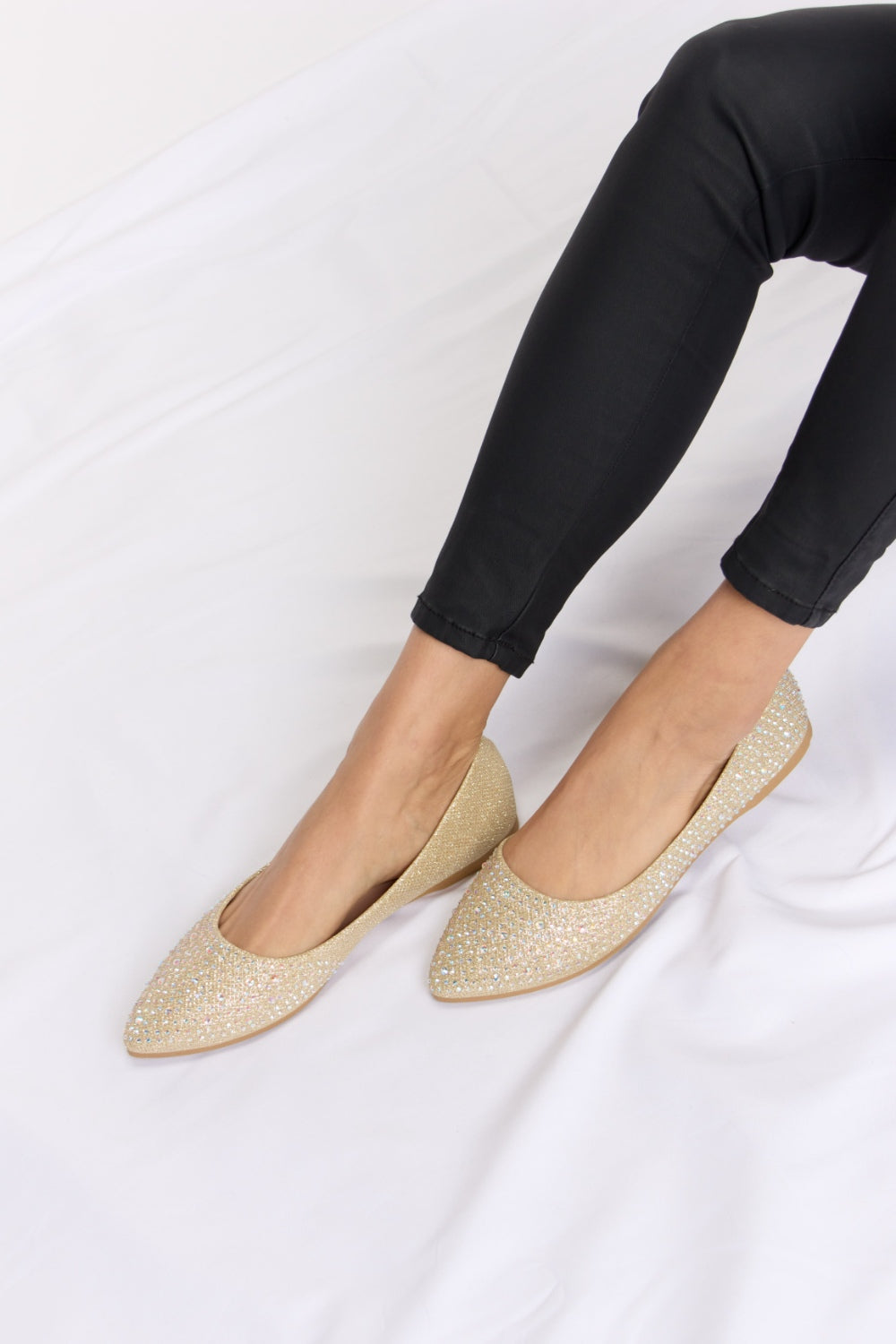 Forever Link Rhinestone Point Toe Flat Slip-Ons-Jewearrings