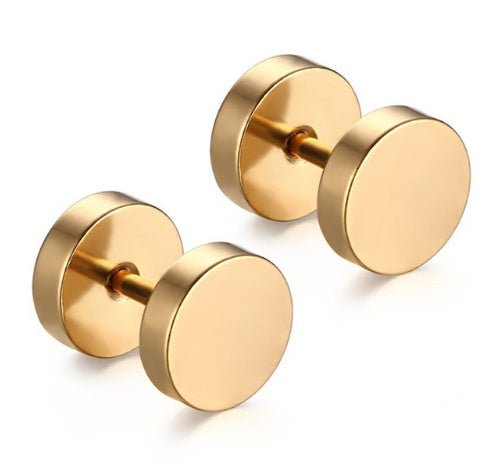 8MM Stainless Steel Earrings Women Men Gold Silver Black Barbell Ear Stud Piercing Earring Tunnel Punk Gothic Jewelry-Jewearrings