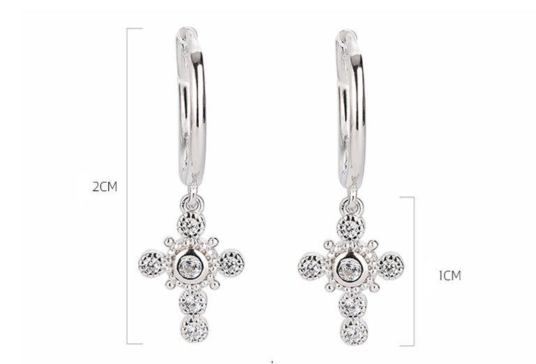 S925 Sterling Silver Cross Earrings-Jewearrings