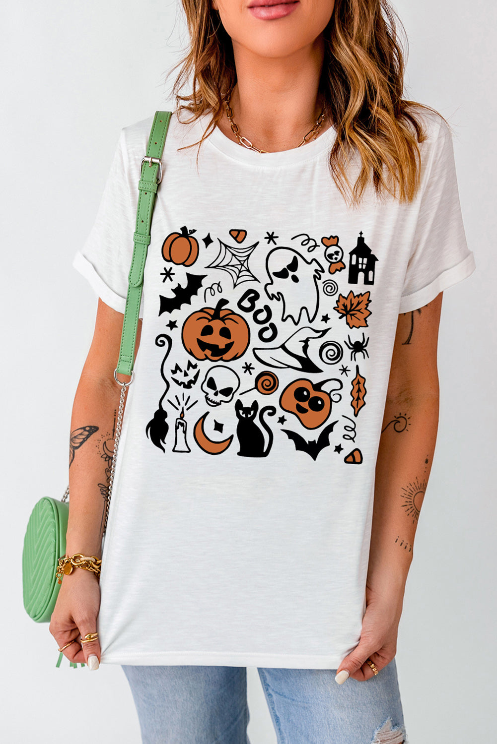 Halloween Graphic Short Sleeve T-Shirt-Jewearrings