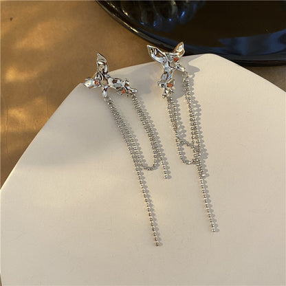 Butterfly Overlap Phantom Drop Zircon Earrings Ear Bone Clip-Jewearrings