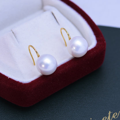 Perfect Circle Strong Light Fine Micro Flaw Pearl Earrings-Jewearrings