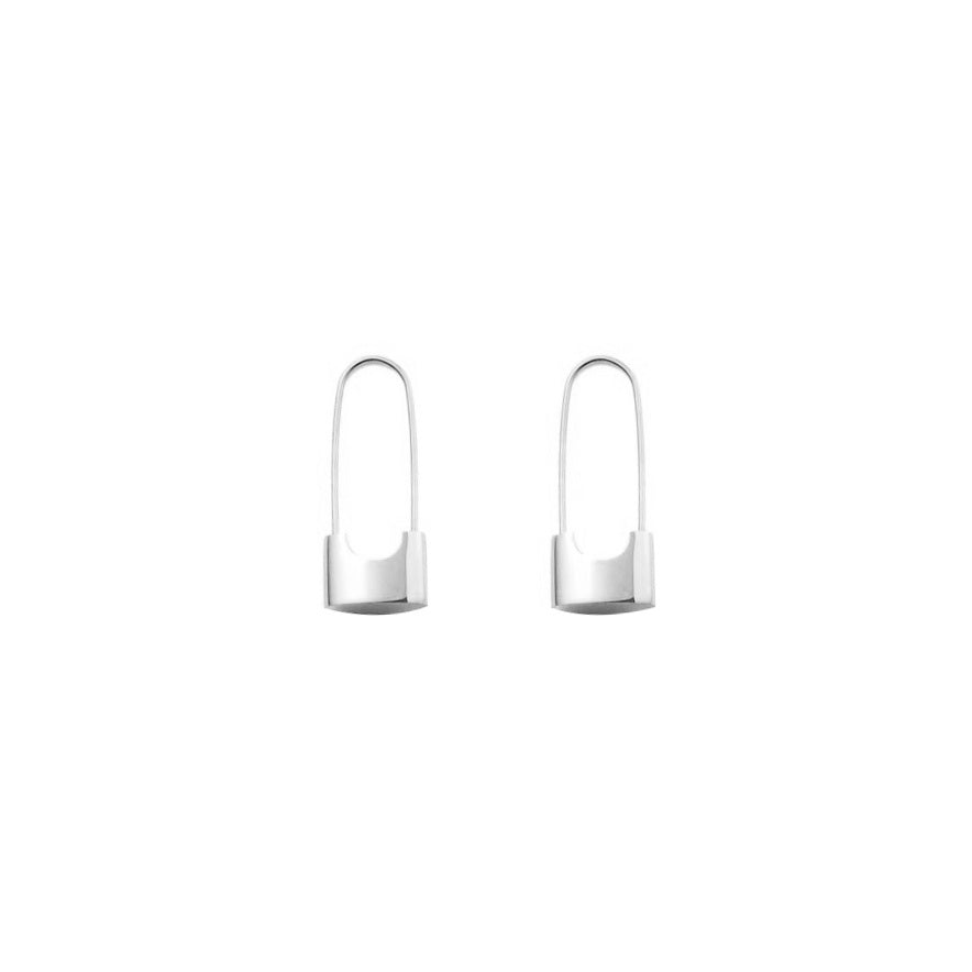 Paper clip lock metal earrings-Jewearrings